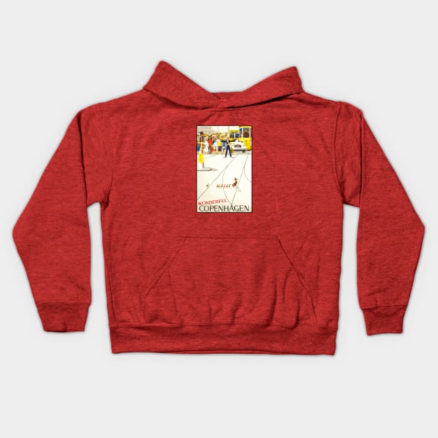 Wonderful Copenhagen travel ad Kids Hoodie by ezioman